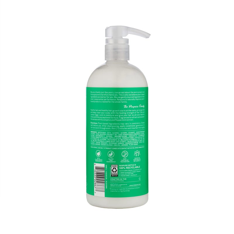 Renpure Plant Based Tea Tree and Rosemary Refresh and Rebalance Conditioner - Soothes Dry Scalp - Delivers Moisture and Shine - Gentle Formula - Dye Free - Recyclable, Pump Bottle Design - 24 fl oz - Image 2